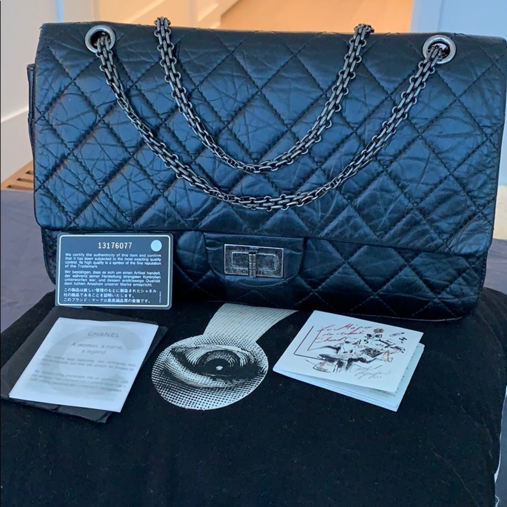 Authentic Chanel 2.55 reissue 227 black calfskin